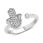 Load image into Gallery viewer, 14k gold full diamond Hamsa ring