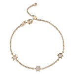 Load image into Gallery viewer, 14k gold  Mystic 3 charm full diamond star bracelet
