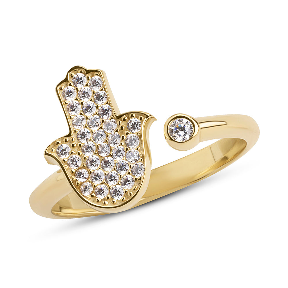 14k gold full diamond Hamsa ring