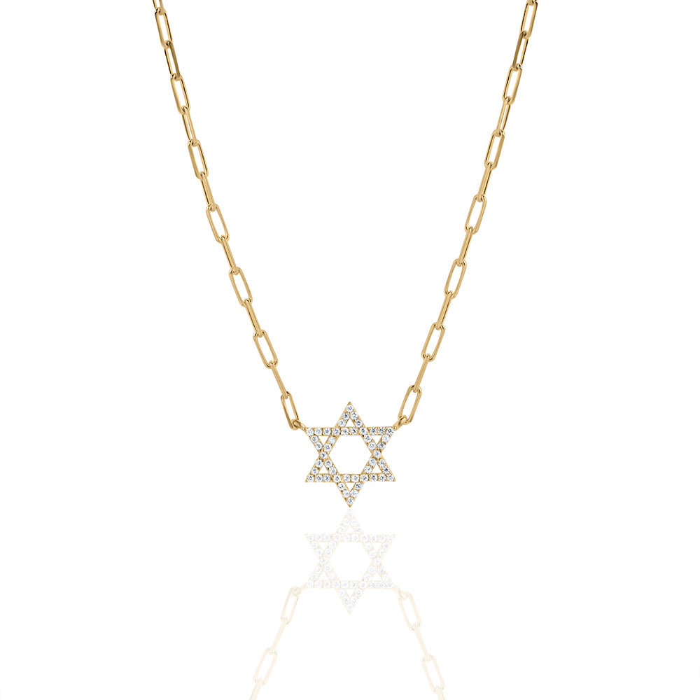 Classic star of david necklace paperclip