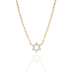 Load image into Gallery viewer, 14k gold Classic star of David necklace paperclip