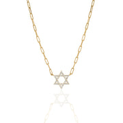 14k gold Classic star of David necklace paperclip