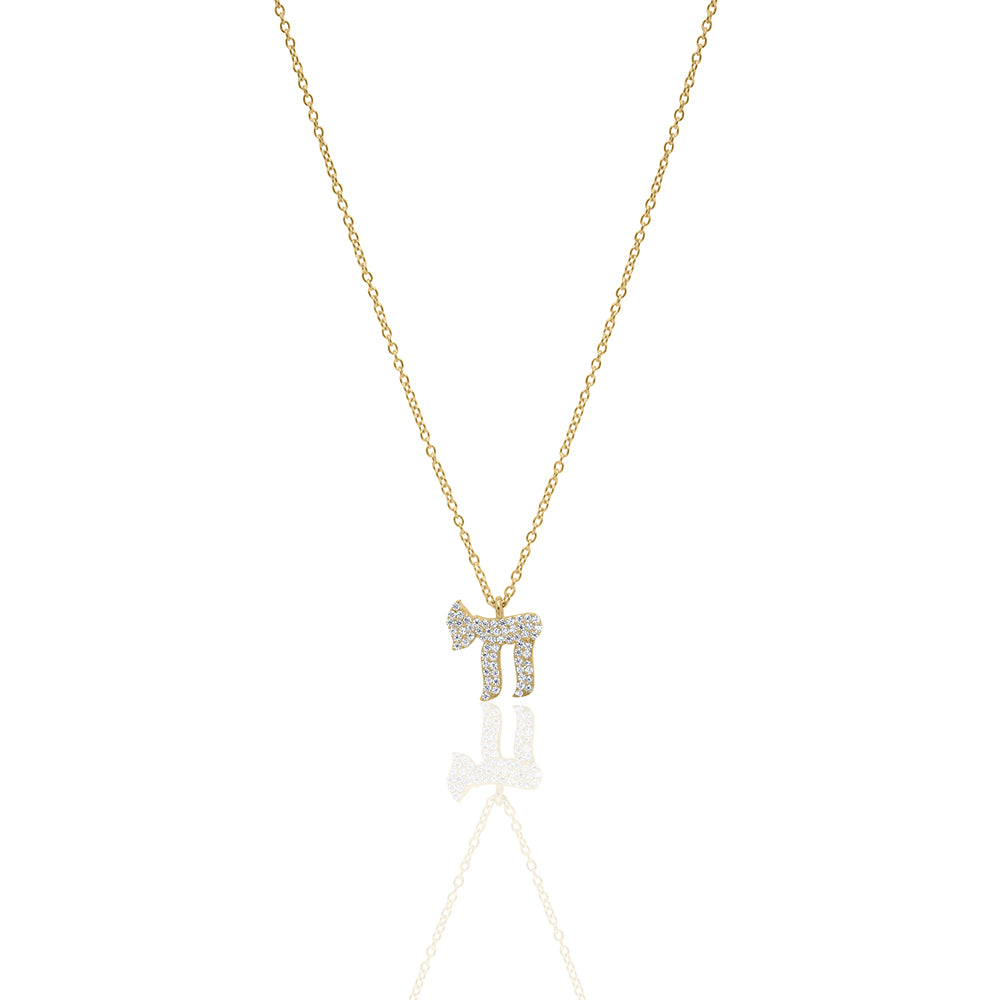 14k gold Large pavè diamonds Hai necklace