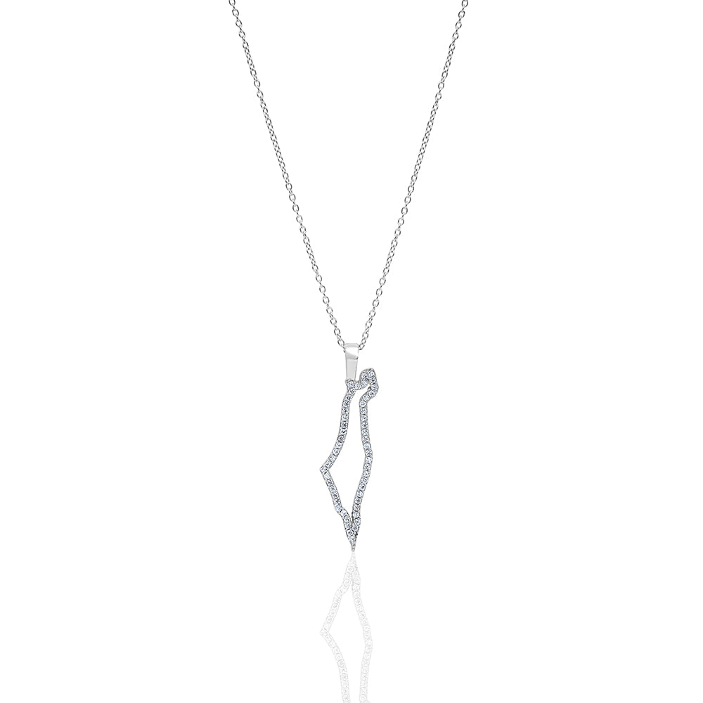 14K Gold Diamond Israel Map Outline Necklace