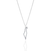 14K Gold Diamond Israel Map Outline Necklace