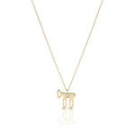 Load image into Gallery viewer, 14k gold large single diamod Hai necklace