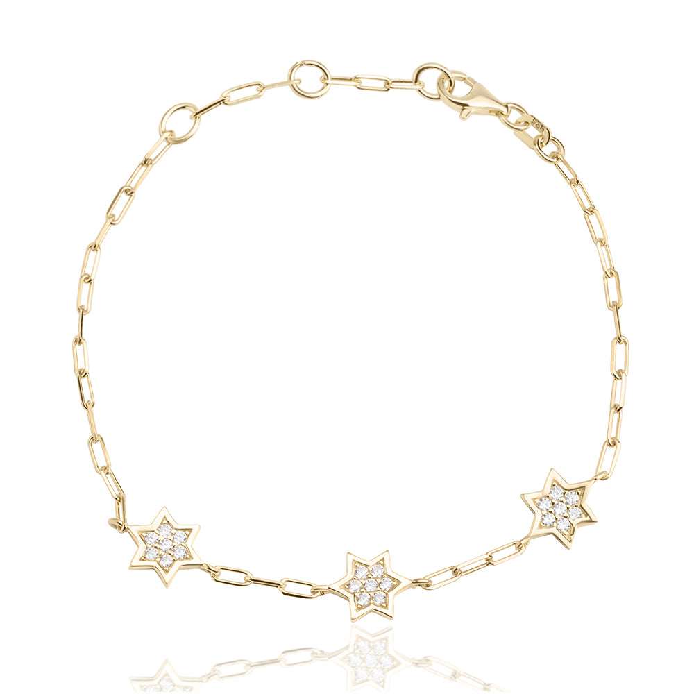3x full star of David bracelet paperclip