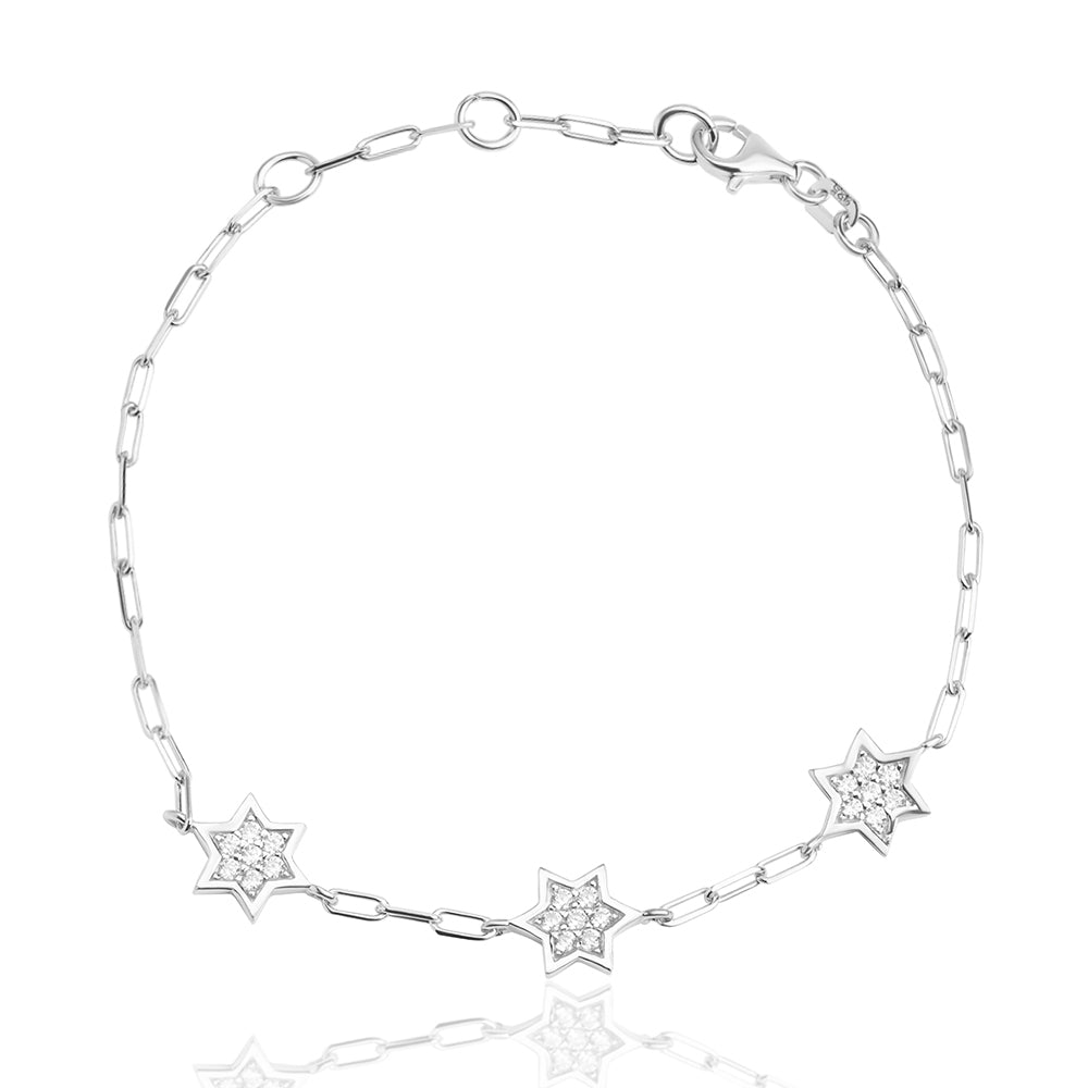 3x full star of David bracelet paperclip