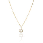 Load image into Gallery viewer, 14k gold Classic star of David necklace paperclip