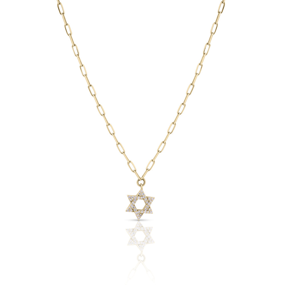 14k gold Classic star of David necklace paperclip