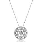 Load image into Gallery viewer, Medium silver circle stars Honeycomb necklace
