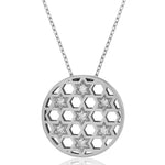 Load image into Gallery viewer, 14k gold Large circle stars Honeycomb necklace