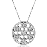 14k gold Large circle stars Honeycomb necklace