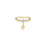 Load image into Gallery viewer, 14k gold single Hamsa charm ring