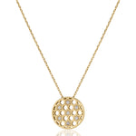 Load image into Gallery viewer, 14k gold Small circle stars Honeycomb necklace