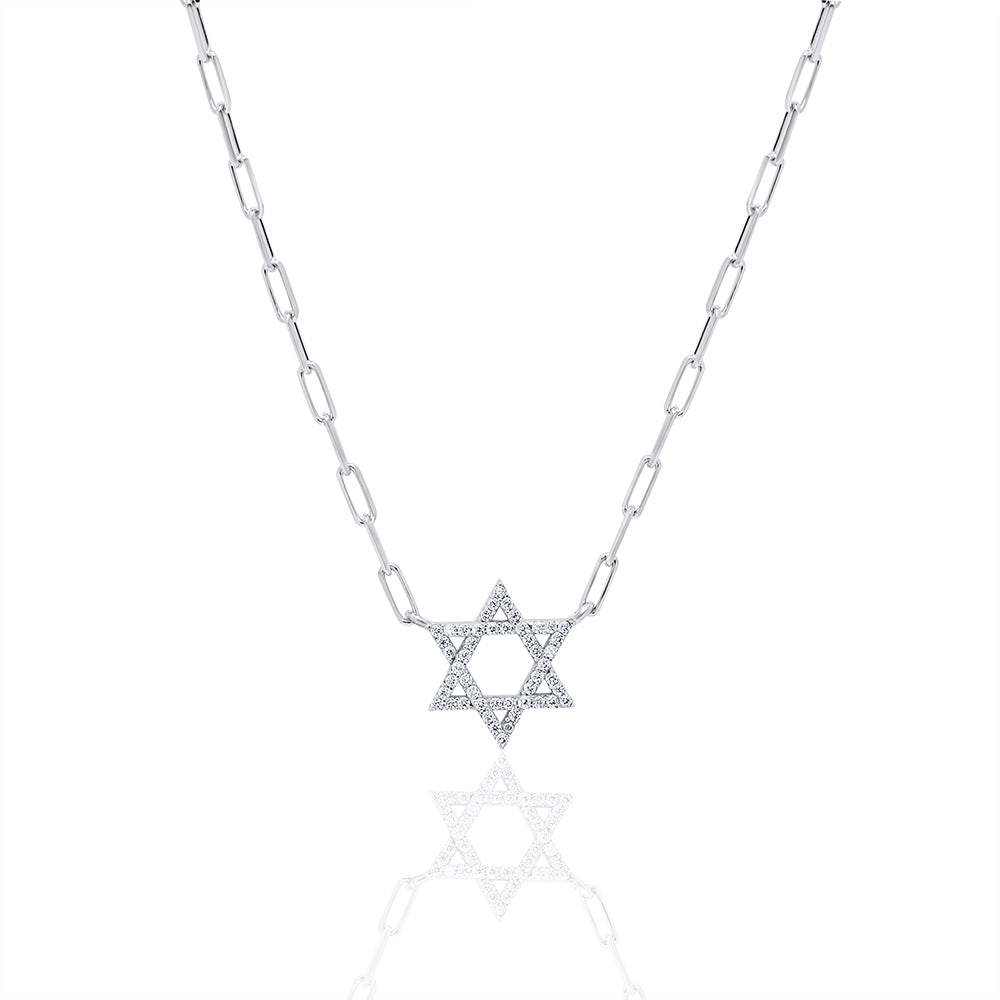 14k gold Classic star of David necklace paperclip