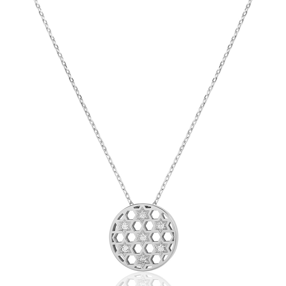 14k gold Small circle stars Honeycomb necklace