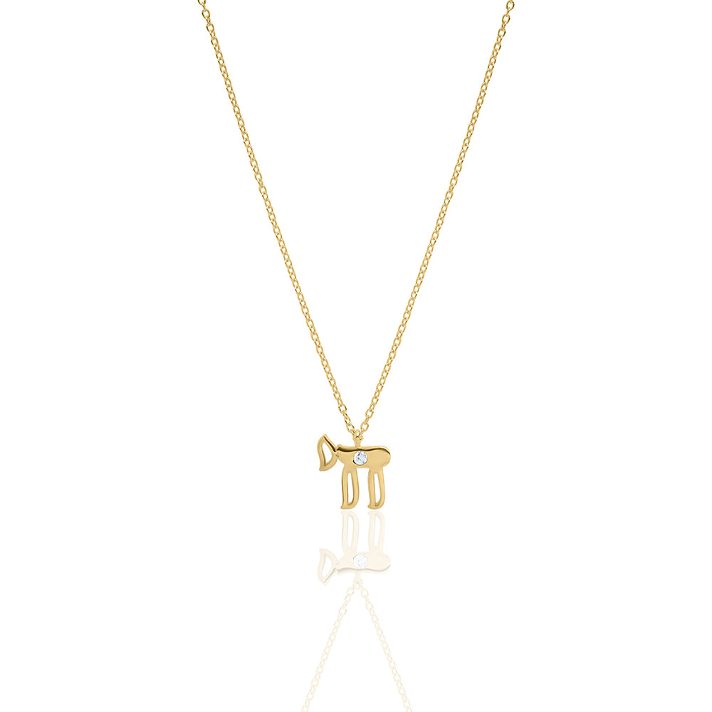 14k gold medium single diamod hai necklace