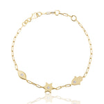 Load image into Gallery viewer, Mix symbol Single hamsa, star of David, Lucky eye paperclip bracelet