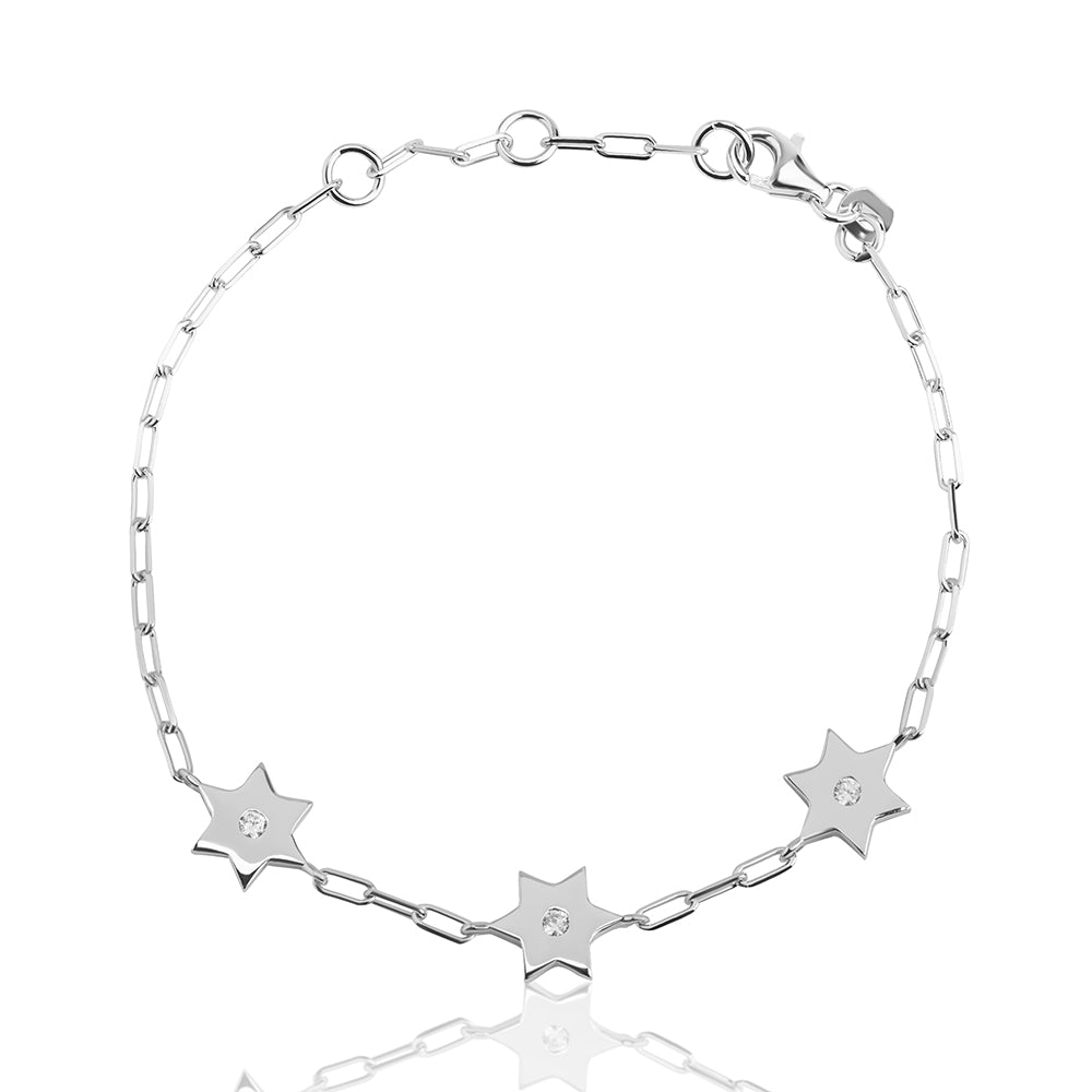 3x single star of David bracelet paperclip