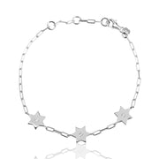 3x single star of David bracelet paperclip