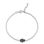 Load image into Gallery viewer, 14K Gold Hamsa Bracelet Black diamonds