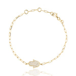 Load image into Gallery viewer, 14K gold Large hamsa bracelet paperclip