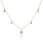 Load image into Gallery viewer, 14k gold Dangling Multi Charm full star paperclip necklace