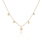 Load image into Gallery viewer, 14k gold Dangling Multi Charm single star necklace