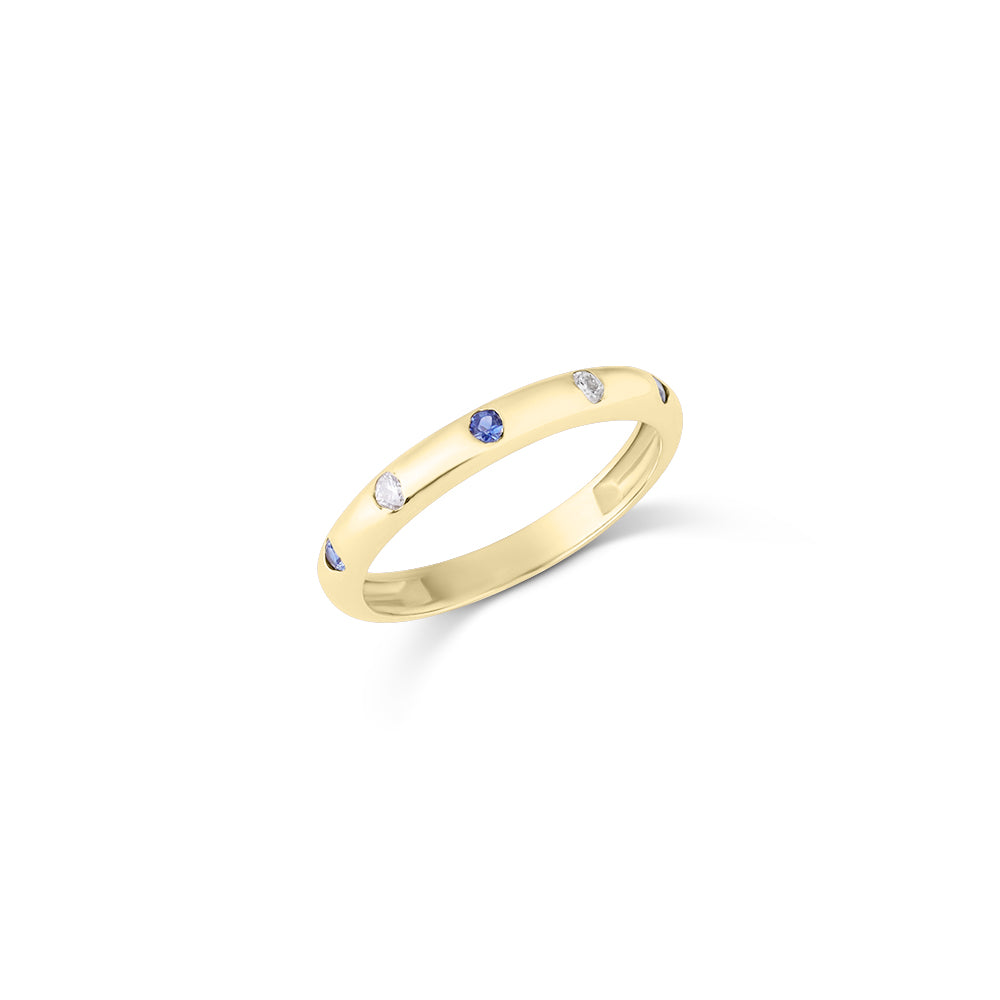 14k Gold Sapphire Diamond Band Ring