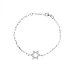 Load image into Gallery viewer, paperclip star of david bracelet