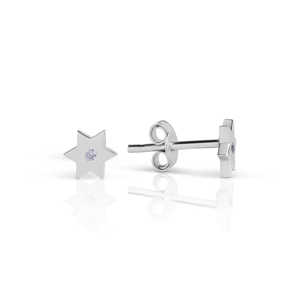 Silver Mystic single star studs