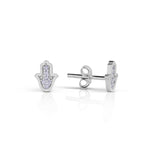Load image into Gallery viewer, Silver Mystic full hamsa studs