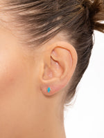 Load image into Gallery viewer, 14k Gold Enamel Hamsa Earring