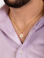 Load image into Gallery viewer, 14k gold men flat braided  Star Necklace