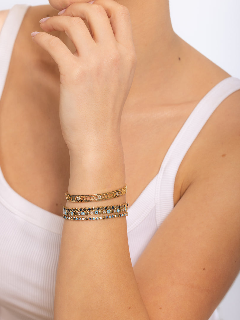 14k gold Honeycomb bangle