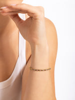 Load image into Gallery viewer, 14K gold Tennis bracelet. gold ball, pink sapphire