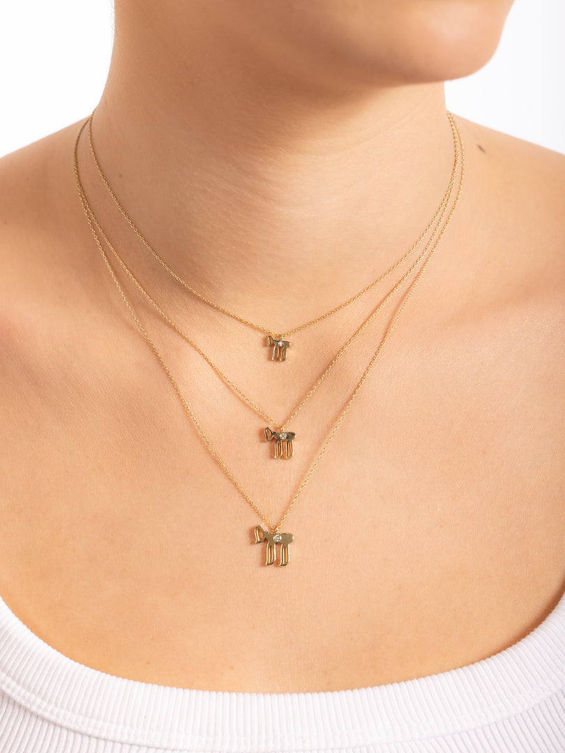 14k gold medium single diamod hai necklace