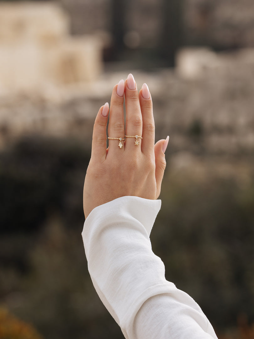 14k gold single Star of David charm ring