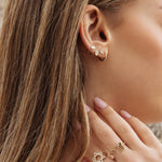 Load image into Gallery viewer, 14k gold Mystic Gold With Single Diamond Eye Earring