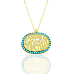 Load image into Gallery viewer, 14k gold turquoise Shema Israel necklace