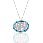 Load image into Gallery viewer, 14k gold turquoise Shema Israel necklace