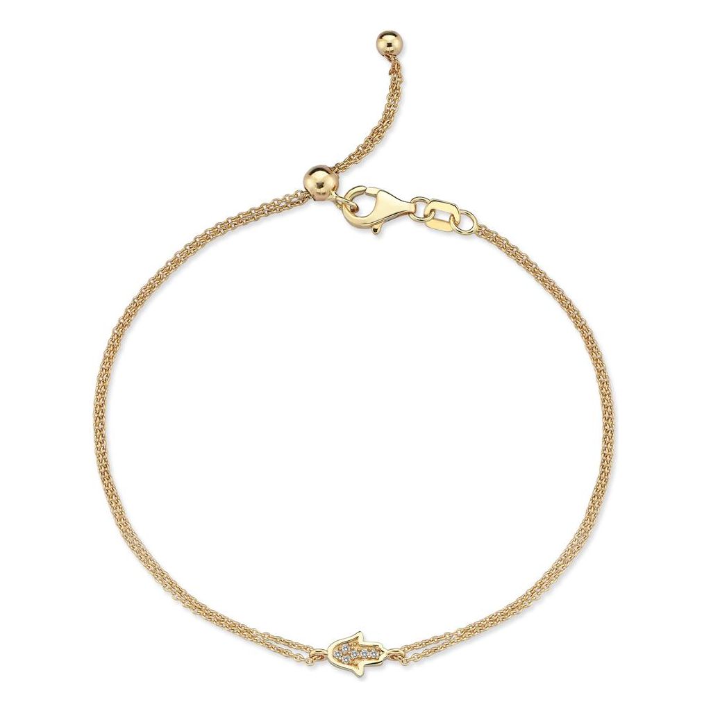 14k gold Mystic Gold, Full Diamond Hamsa Bracelet