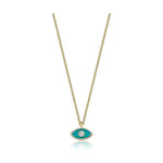 Load image into Gallery viewer, 14k gold Mystic Gold &amp; Single Diamond Eye Enamel necklace