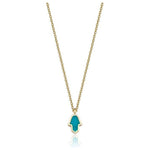 Load image into Gallery viewer, 14k gold Mystic Gold Hamsa Enamel Necklace