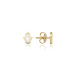 Load image into Gallery viewer, 14k Gold Enamel Hamsa Earring