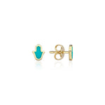 Load image into Gallery viewer, 14k Gold Enamel Hamsa Earring