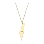 Load image into Gallery viewer, 14K Gold single diamond map of Israel Necklace