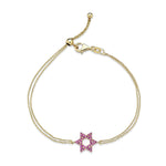 Load image into Gallery viewer, 14k gold Classic star of David bracelet Pink sapphire