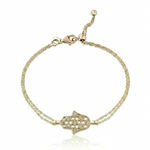 Load image into Gallery viewer, 14K gold Honeycomb hamsa bracelet